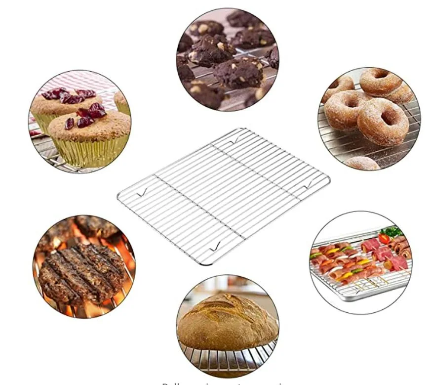 Cooling Rack Set of 4, Roasting Baking Racks Stainless Steel for Baking Sheet Toaster Oven Pan, Healthy &amp; Rust Free, Mirror Finish &amp; Dishwasher Safe