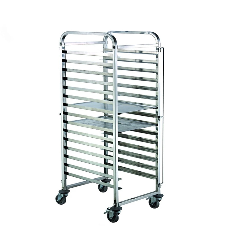 Rk Bakeware China-800X600 Stainless Steel Baking Tray Trolley Double Oven Rack