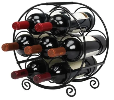 Wine Rack Counter, 7 Bottle Wine Storage Rack, Metal Freestanding Wine Storage Rack, Water Bottle Rack - Black