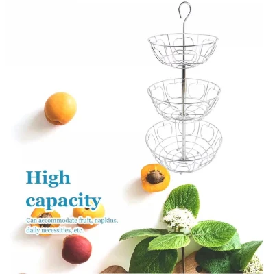 3 Tier Iron Spiral Hanging Storage Fruit Metal Basket