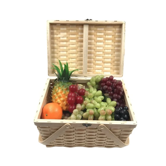 2023 Bread Fruits Basket Kitchen Storage Wood Camping Picnic Basket